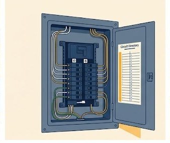 Open residential electrical service panel showing labeled circuit breakers and organized wiring — what inspectors expect to see